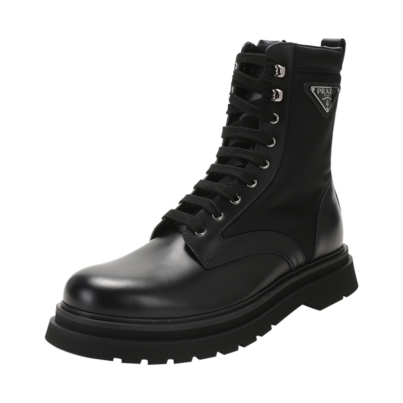普拉达 PRADA 男士 皮革/织物Rois系带靴子短靴2UE011 3LFR