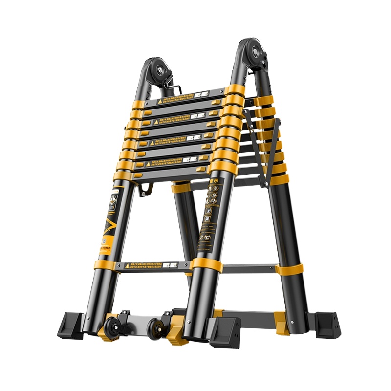 封后伸缩梯子多功能工程升降人字楼梯家用便携铝合金加厚折叠双梯阁楼 [德标+宽踏板]人字梯3.5米(安全/稳固)