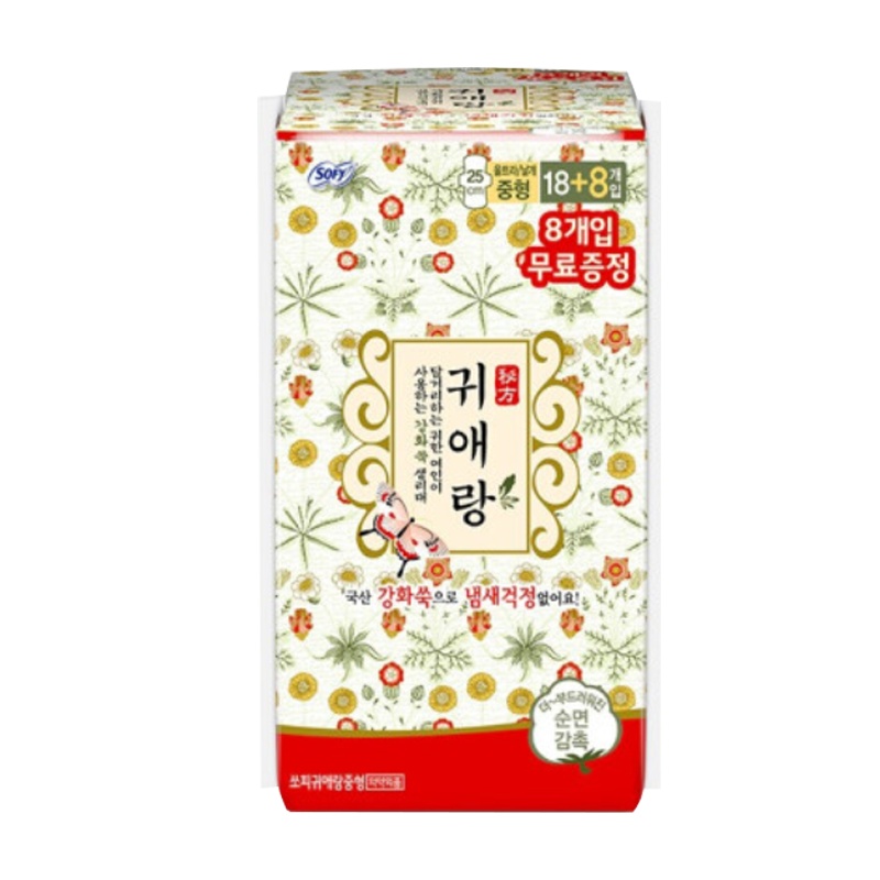 贵艾朗韩国原装进口日用卫生巾组合装纯棉透气无荧光剂 250mm26片*1包