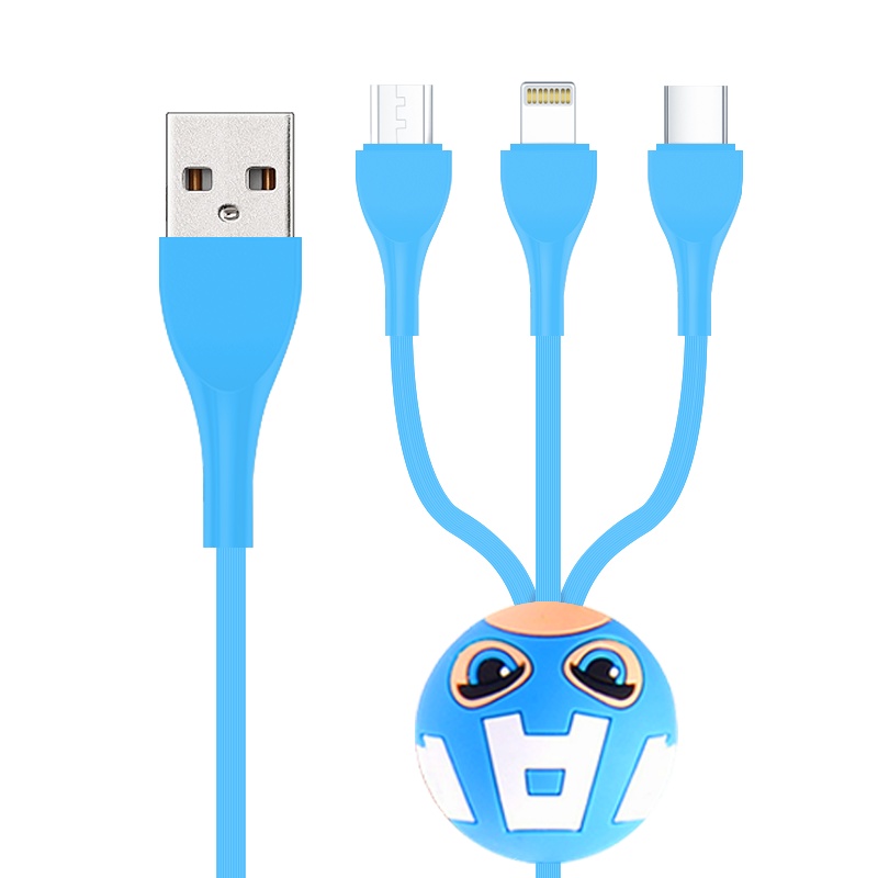 漫威造型三合一数据线苹果充电线iphone手机小米华为Type-C卡通造型OPPO一拖三数据线