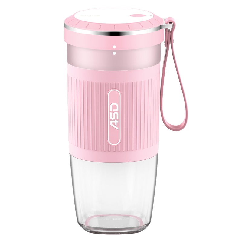 爱仕达小型便携式家用宿舍健身房网红榨汁机学生迷你充电果汁机电动榨汁杯AM-S05J803粉色0.3L