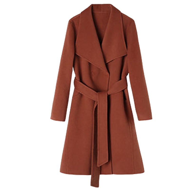 【专柜同款】毛呢外套女冬季修身双面呢中长款流行赫本呢子羊毛大衣60007050