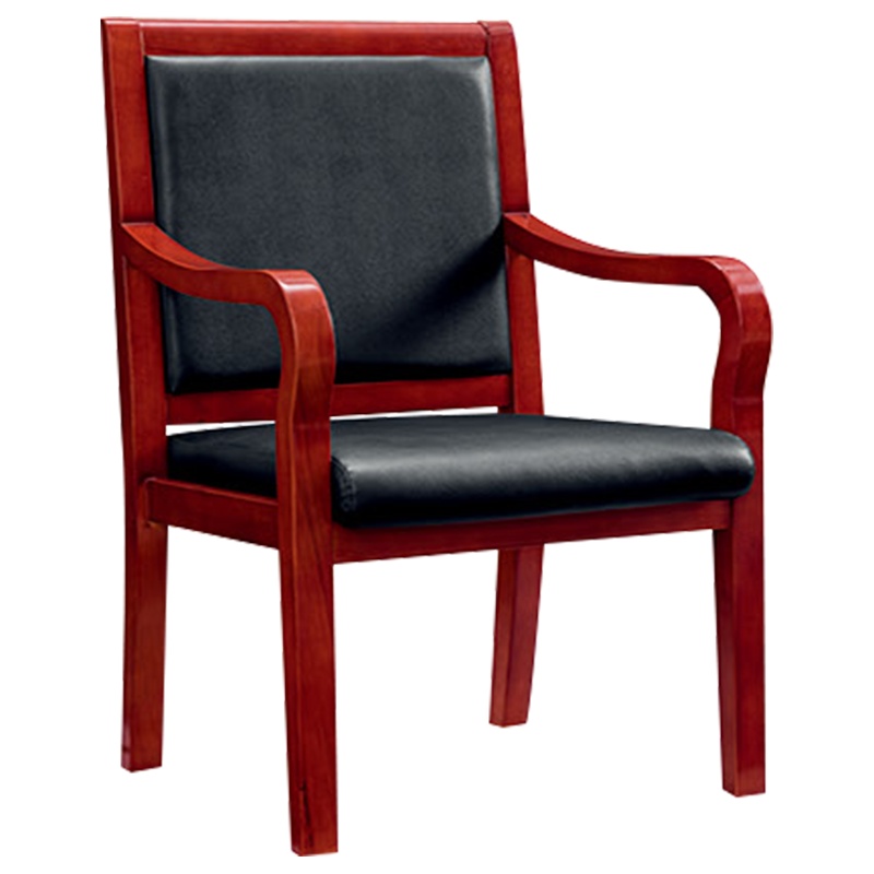 鸿业盛大FSD-473办公家具办公椅家用椅子座椅会议椅洽谈椅实木架皮办公椅电脑椅领导椅子老板椅黑色西皮