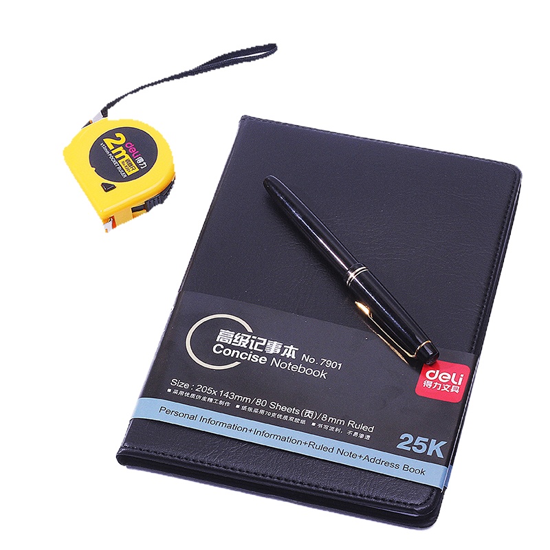 得力7901记事本商务25K日记本本子皮面本会议本文具 笔记本