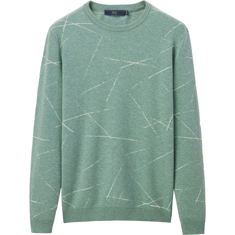 HLA海澜之家简约线条长袖毛衫2019秋季套头圆领长袖毛衫男HNZAD3R107A