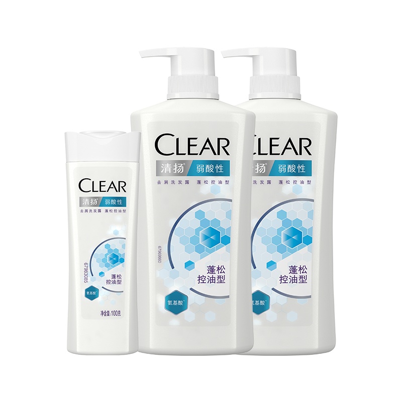 清扬(Clear)弱酸性去屑洗发露蓬松控油型 500g*2+100G[联合利华]