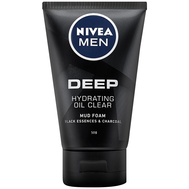 妮维雅男士深黑系列控油保湿洁面泥50g*2便携中样深层清洁去油提亮洗面奶