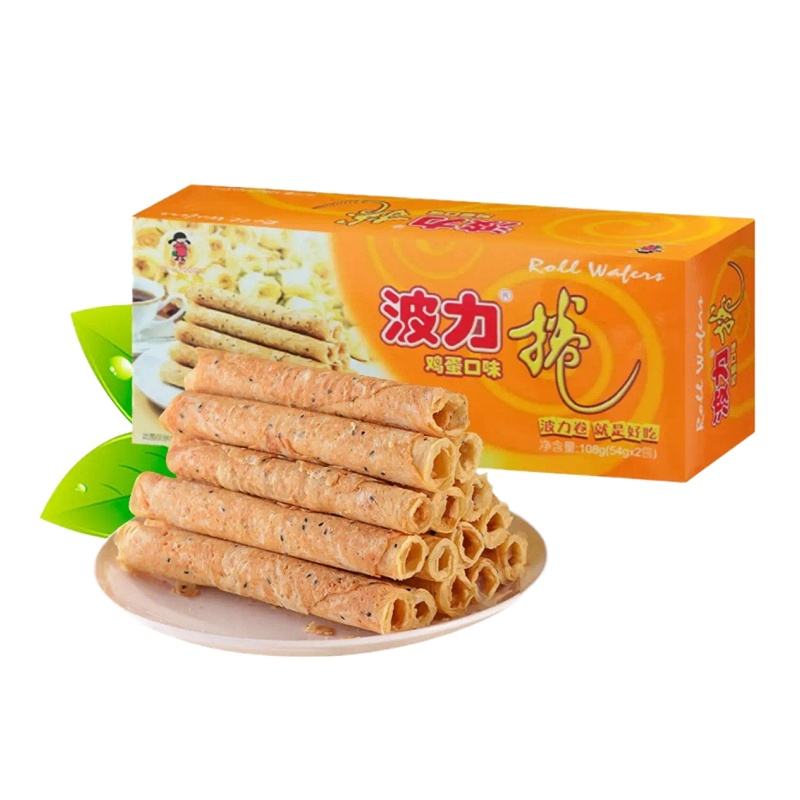 波力海苔 鸡蛋味蛋卷 休闲零食108克 波力卷 早餐 饼干 Z