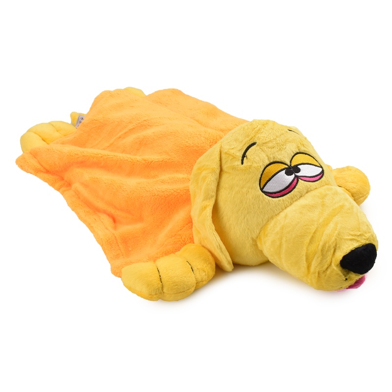 高档珊瑚绒黄色狗手偶毯 Plush Blankets and Hand Puppets PP袋 手偶玩具毛毯