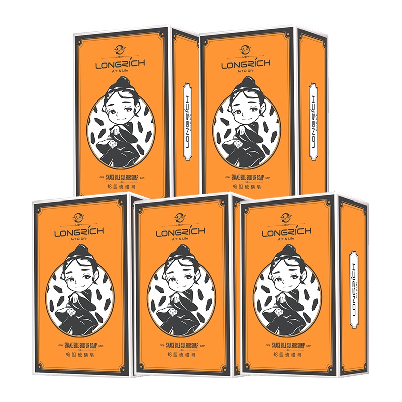 隆力奇蛇胆硫磺皂120g*5抑菌驱痘 驱除螨虫 洁面香皂套装(一人之下 周边)