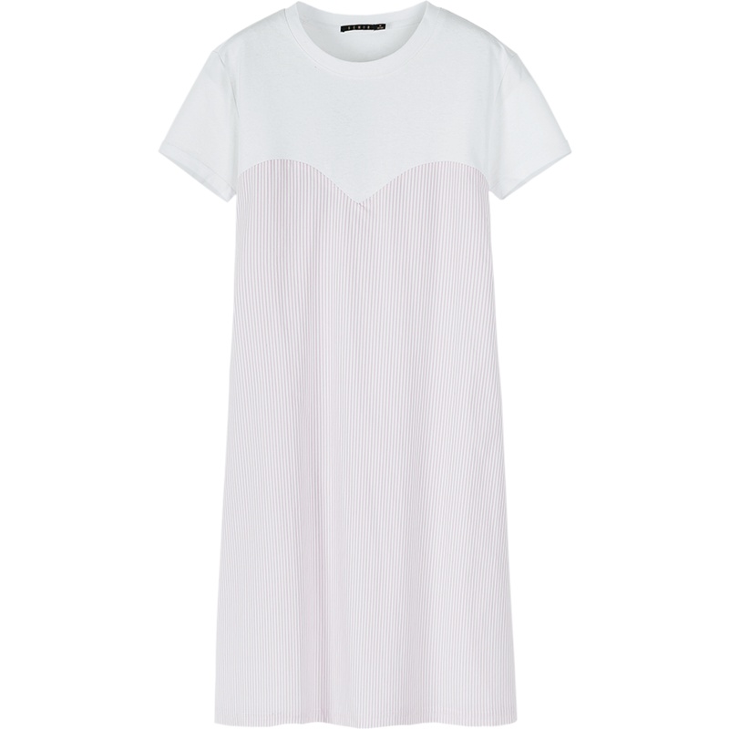 【满198减100预估价：40】Semir森马2019夏季新款连衣裙女拼接撞色小清新裙子直筒显瘦假两件潮