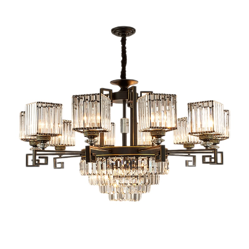 新中式吊灯轻奢水晶客厅灯现代简约大厅餐厅饭厅别墅复式楼大吊灯