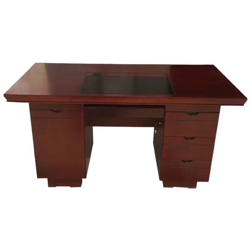 质凡老板办公桌贴木皮油漆桌中班台写字桌
