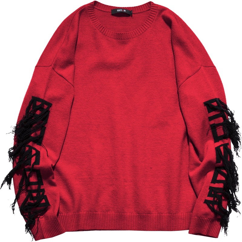 海德斯曼潮牌春秋男款针织衫男宽松长袖流苏百搭毛衣潮外套55007_1