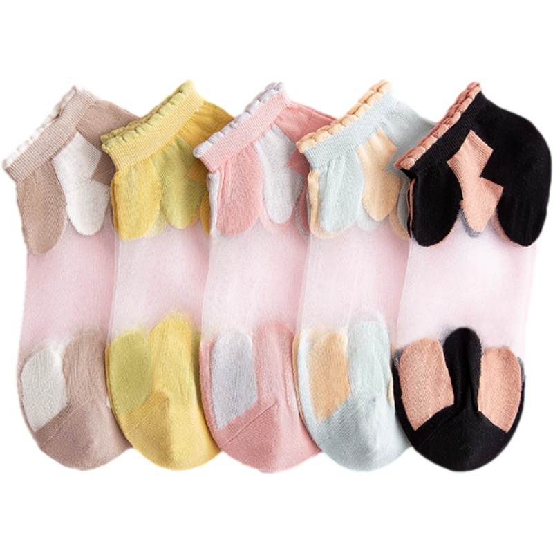 蓓乐妃袜子女士夏季棉祙船袜超薄款水晶丝袜2021新款隐形短袜可爱日系配凉鞋夏天中学生浅口