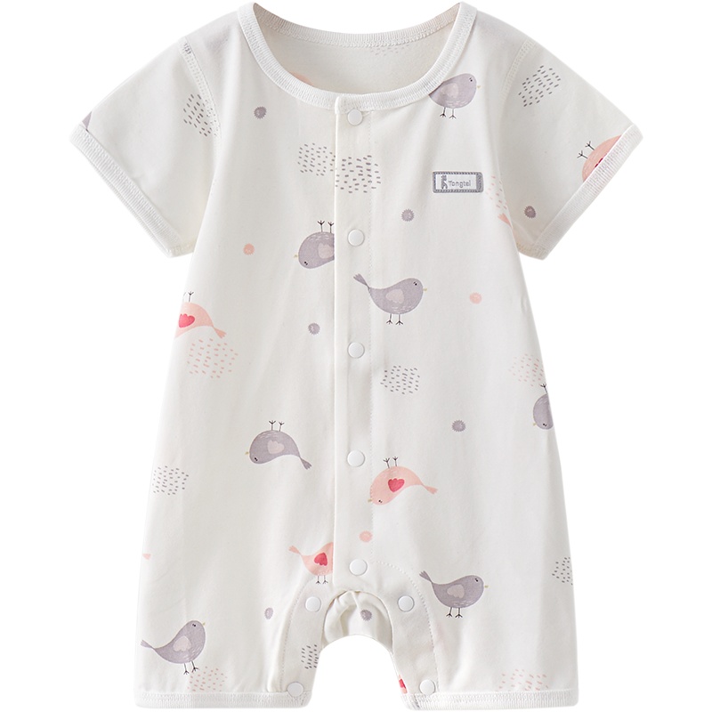 童泰夏季1-18月婴幼儿衣服男女宝宝轻薄短袖对开闭裆蛤衣连体衣