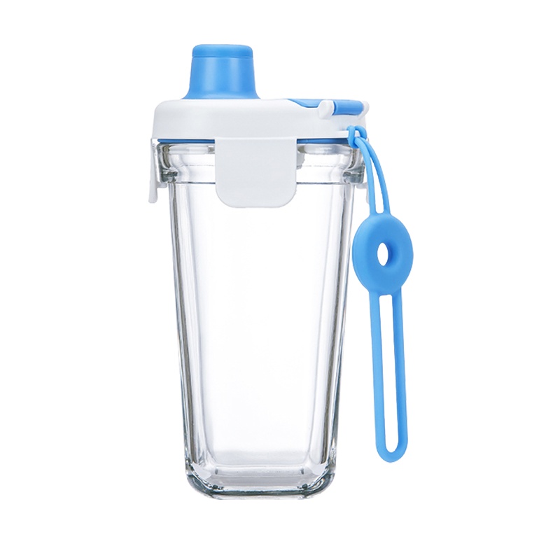 三光云彩(GLASSLOCK)韩国进口钢化玻璃水杯380ml带绳带盖透明杯子RC702可微波炉加热茶杯便携随手杯不保温