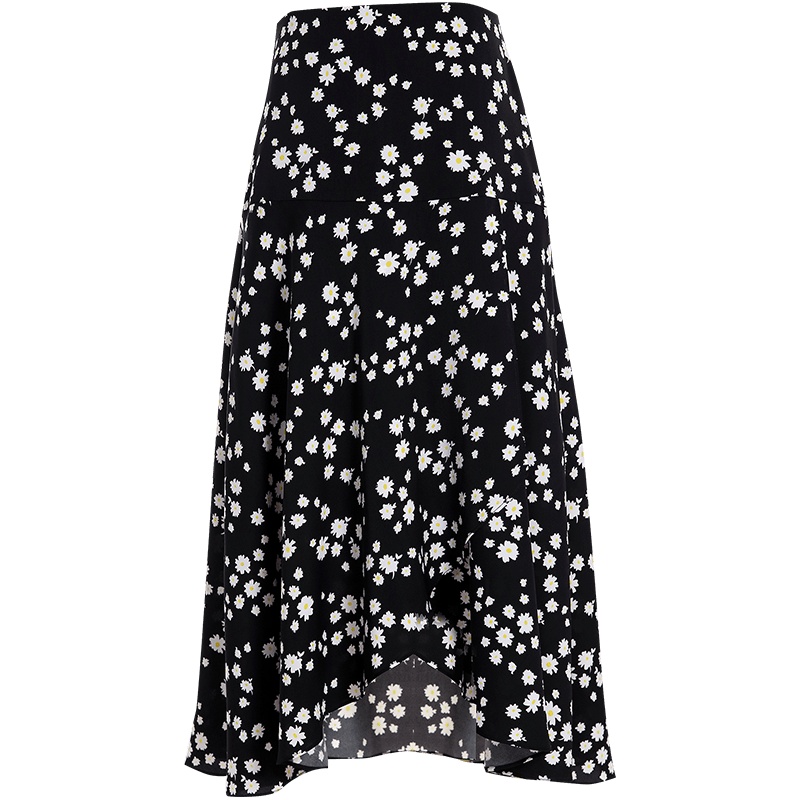 欧昵雪夏季韩版显瘦高腰小雏菊半身裙女中长款碎花A字裙