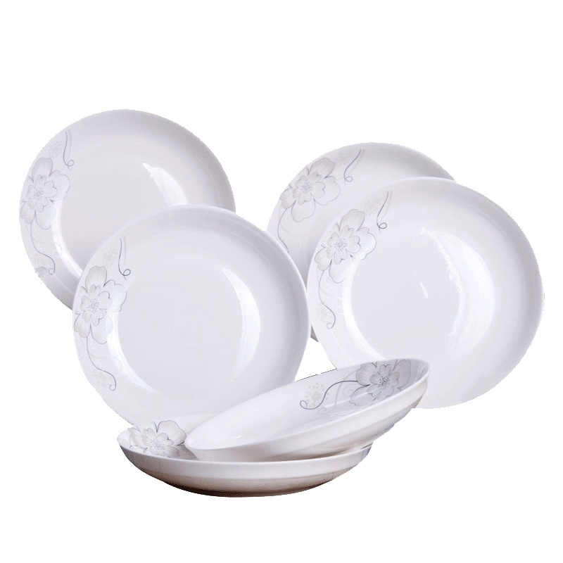 富昱景 景德镇陶瓷餐具7英寸碟子盘子套装创意简约时尚菜盘圆形盘家用送礼 6个装