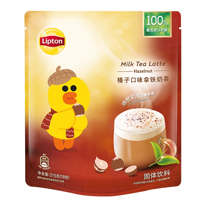 立顿 Lipton 榛子口味拿铁奶茶速溶固体饮料 冲调饮品18包 315g 袋装奶茶