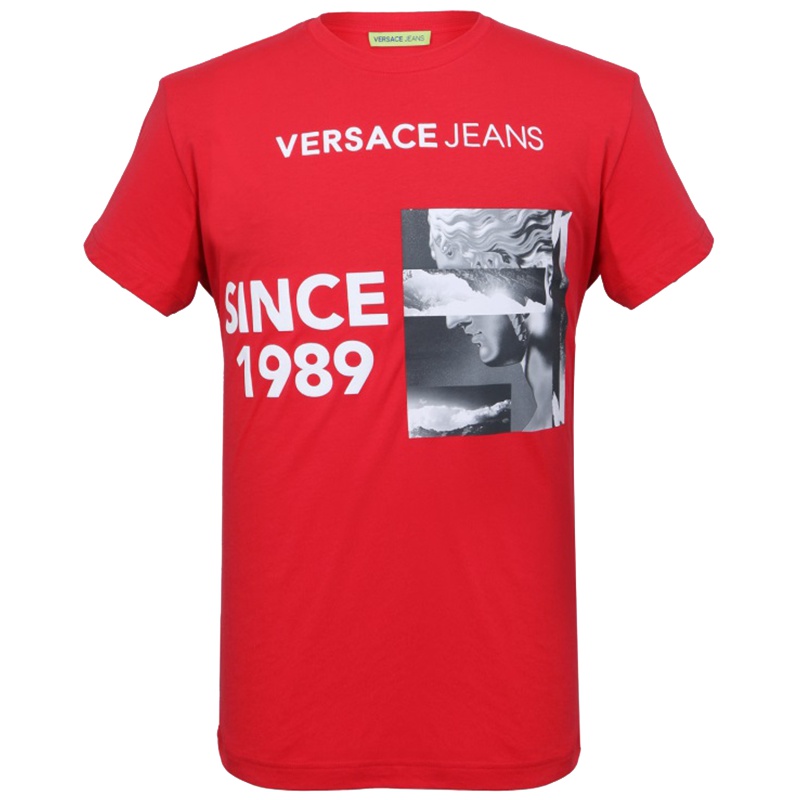 VERSACE JEANS 男士中国红短袖T恤衫 B3GTA72E 36609 514