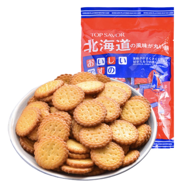 金语 北海道风味圆饼2袋 248g*2袋 日式小圆饼风味零食饼干