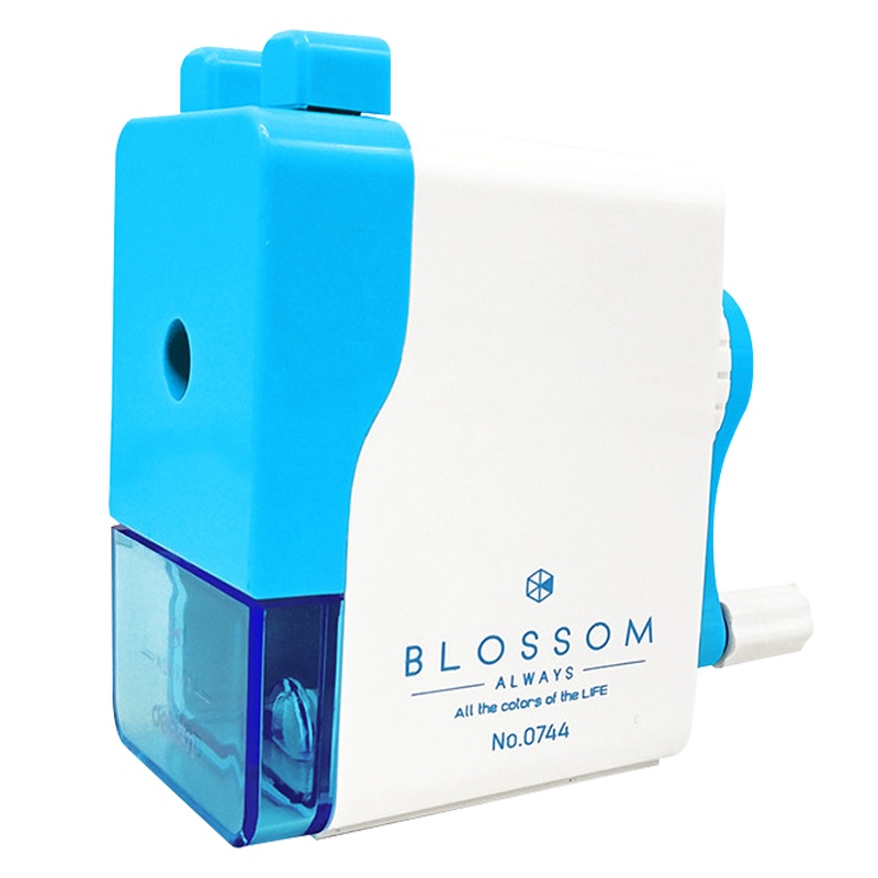 得力(deli)0744卷笔刀手摇式削笔器学生转笔刀手摇削笔机小清新简约多功能儿童可爱卡通文具手动小学生转笔刀蓝色