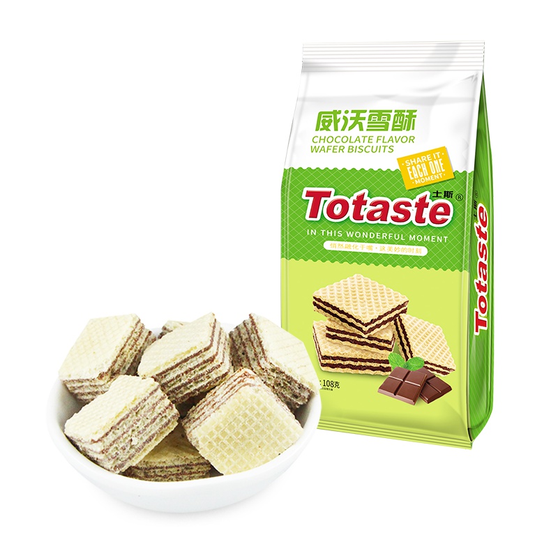 Totaste土斯威沃雪酥巧克力味威化饼干 奶酪威化夹心饼干办公室休闲零食品108g