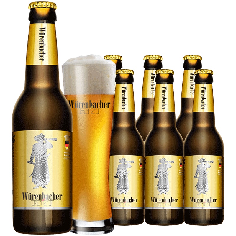 瓦伦丁(Wurenbacher)小麦啤酒330ml*6瓶(瓶装啤酒)装德国原装进口