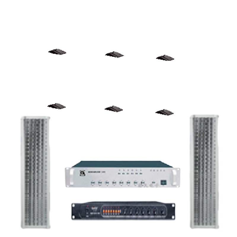 会议室音响设备套装（功放+音柱+调音台（含反馈抑制器）+有线会议话筒）一套含安装