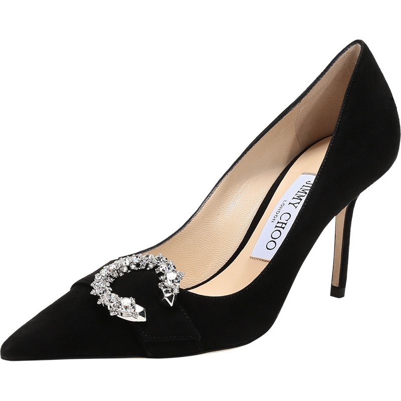 JIMMY CHOO 周仰杰 女士绒面皮革尖头高跟鞋 SARESA 85 SUE 204