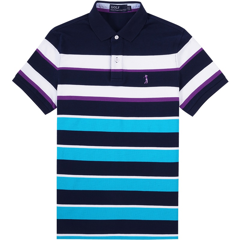 GOLF/高尔夫短袖t恤男士条纹休闲翻领T恤男polo衫简约修身保罗衫