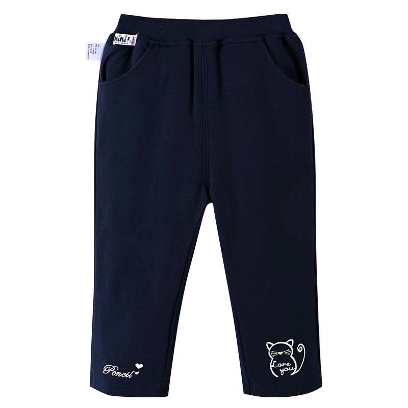 铅笔俱乐部童装2019冬季新款女童针织棉裤小童夹棉加厚长裤儿童裤