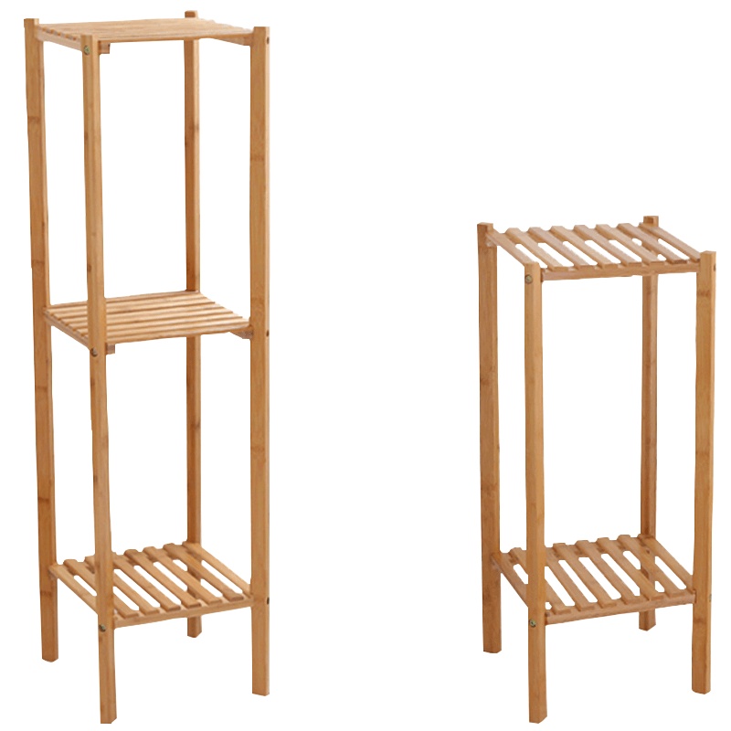 邦禾 多层花架创意阳台多肉吊兰花盆架楠竹田园客厅落地花架子【平板三层四方花架】