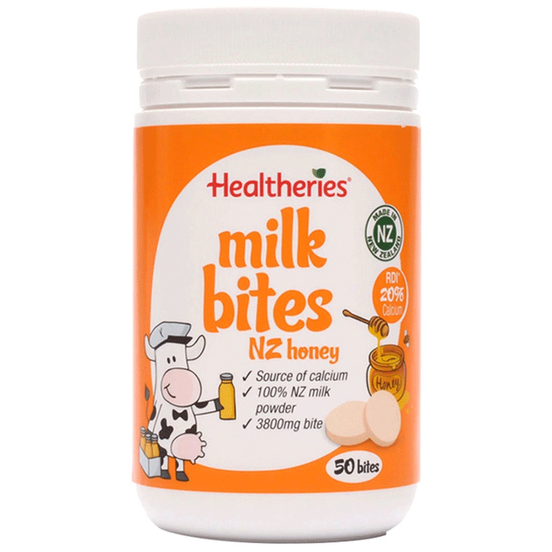 [奶香浓郁]贺寿利(Healtheries)牛奶片蜂蜜味 50片/瓶 休闲零食 进口乳片 糖果 新西兰进口