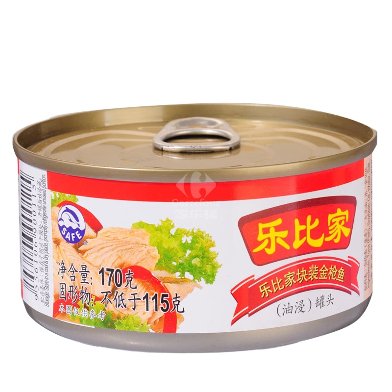 乐比家块装金枪鱼(油浸)罐头170g
