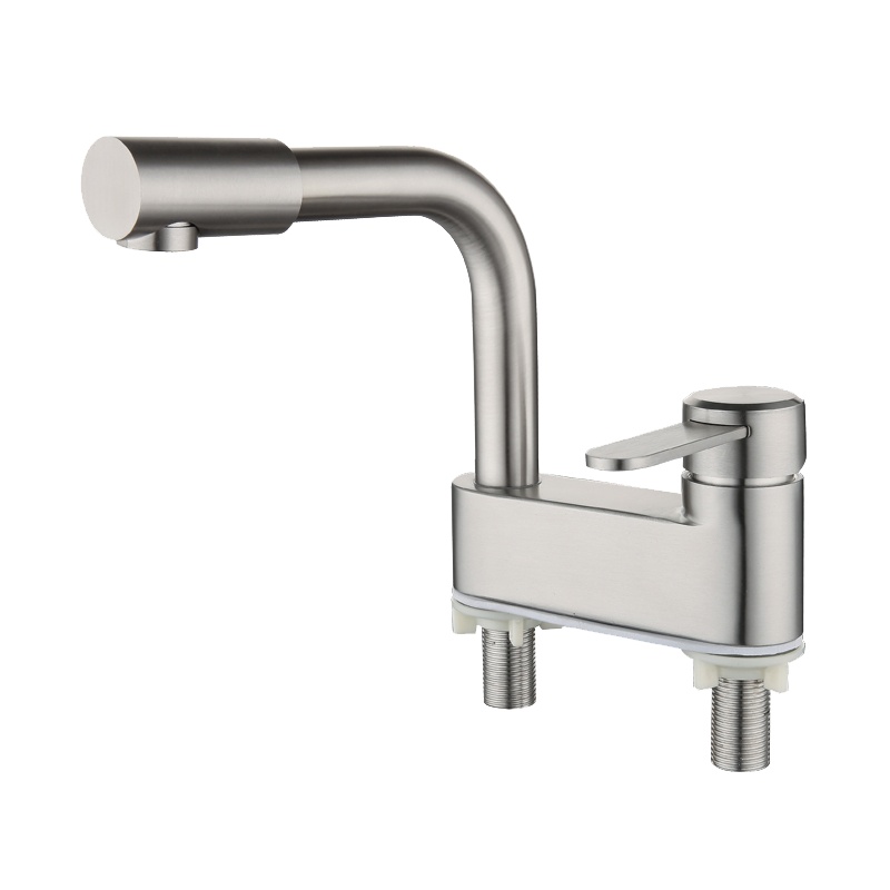 304不锈钢洗脸盆水龙头冷热CIAA 老式面盆双孔冷暖 洗手盆台盆水龙头