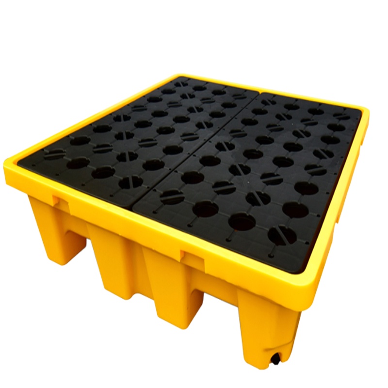 防泄漏托盘塑料仓库化学品防渗漏平台叉车托盘货物油桶工业卡板两桶装1300*660*150强劲版