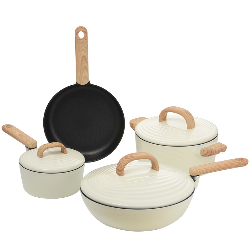 炊大皇(COOKER KING)年轮系列套装锅四件套(炒锅、煎锅、汤锅、奶锅)(米白色)TZ04NLB