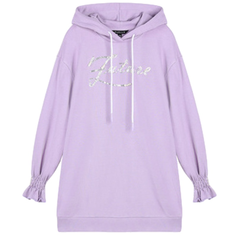 拉夏贝尔秋季连衣裙连帽女装新款中长款打底套头长过膝矮个子搭配