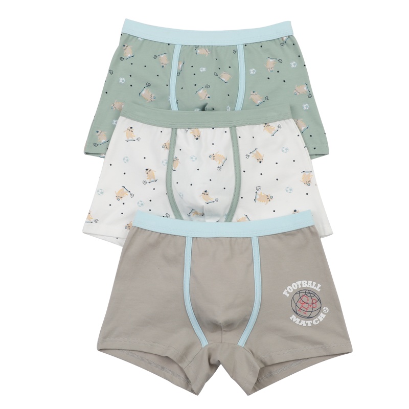 红豆儿童内裤男童平角裤宝宝棉质短裤中大童青少年短裤头三条装H0K4007