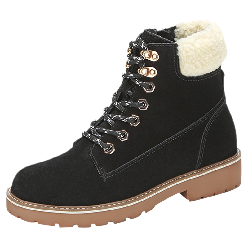 达芙妮马丁靴冬新款真皮系带平底休闲短靴女高帮马丁靴