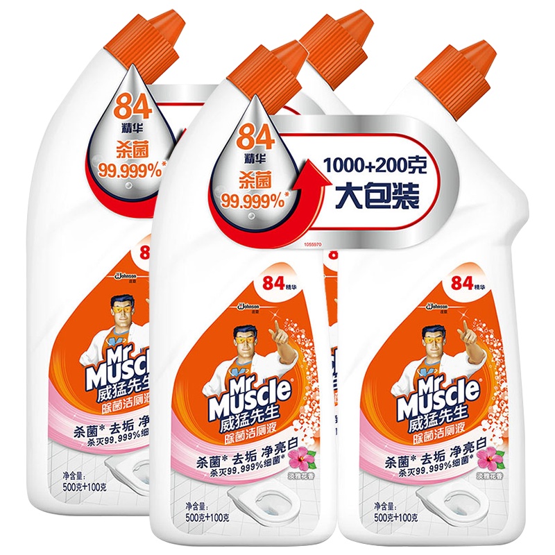 威猛先生除菌洁厕液淡雅花香600g*4 含84精华除菌 浴室厕所马桶清洁 洁厕剂 去污除垢清洁剂