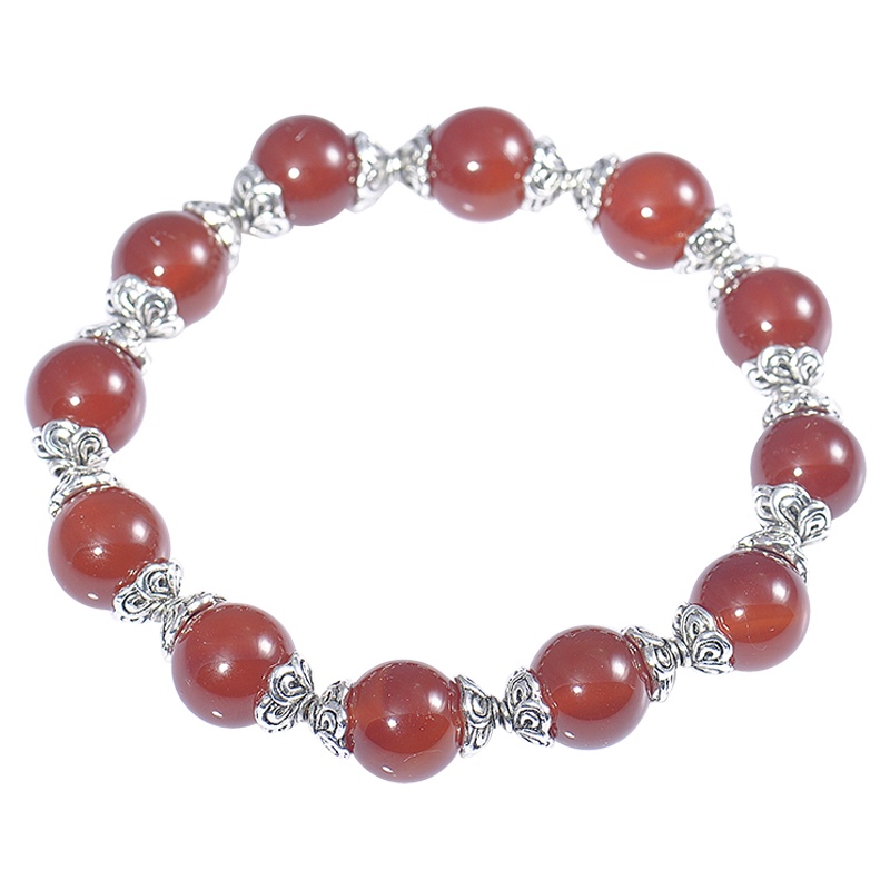 梦克拉 Mkela S925银镶红玛瑙手链 花团锦簇 手链 玛瑙 女士 送朋友