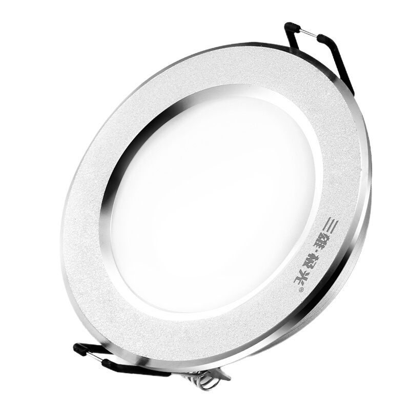 企购优品三雄极光 LED筒灯全套 3w天花筒灯开孔灯洞灯 【3W正白光】 砂银