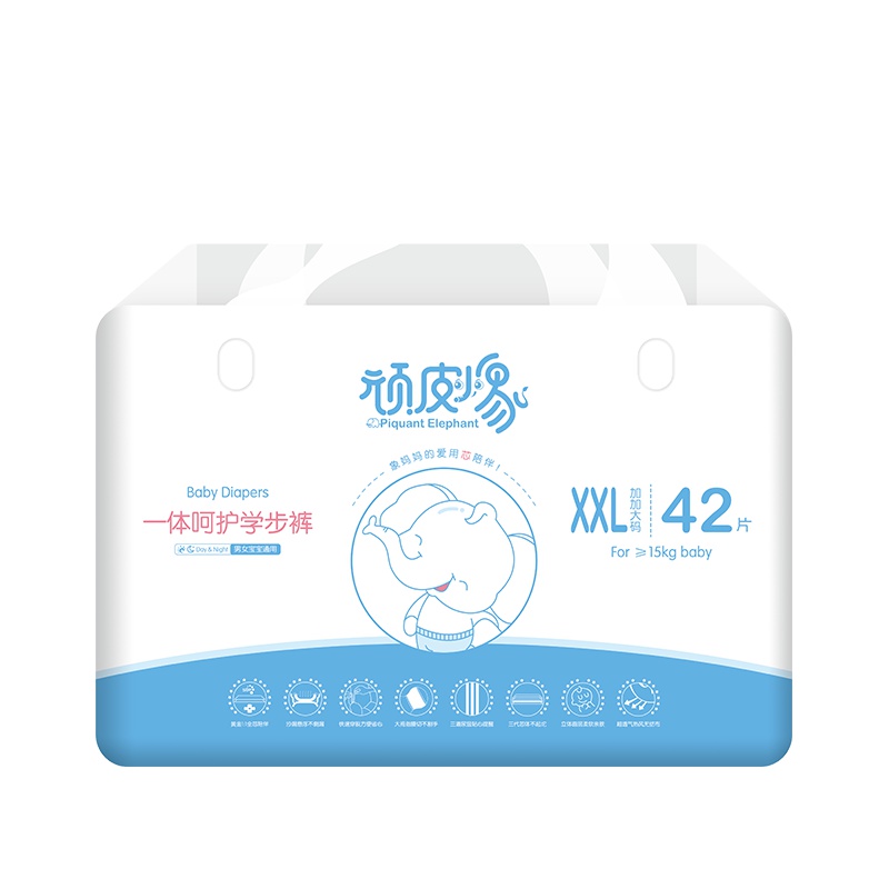 顽皮小象Piquant Elephant轻柔婴儿拉拉裤XXL码 宝宝尿不湿全芯体干爽透气不闷热不断层