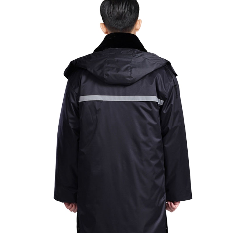 保安加厚加长棉大衣 羊绒款+反光条 可拆卸 定制款