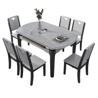 梵宜意式简约岩板方圆两用可伸缩餐桌现代家用八人十人餐桌