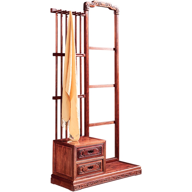 周家庄 红木家具非洲花梨(学名:刺猬紫檀)实木衣帽架 落地卧 室客厅衣服架 衣帽架 衣帽架