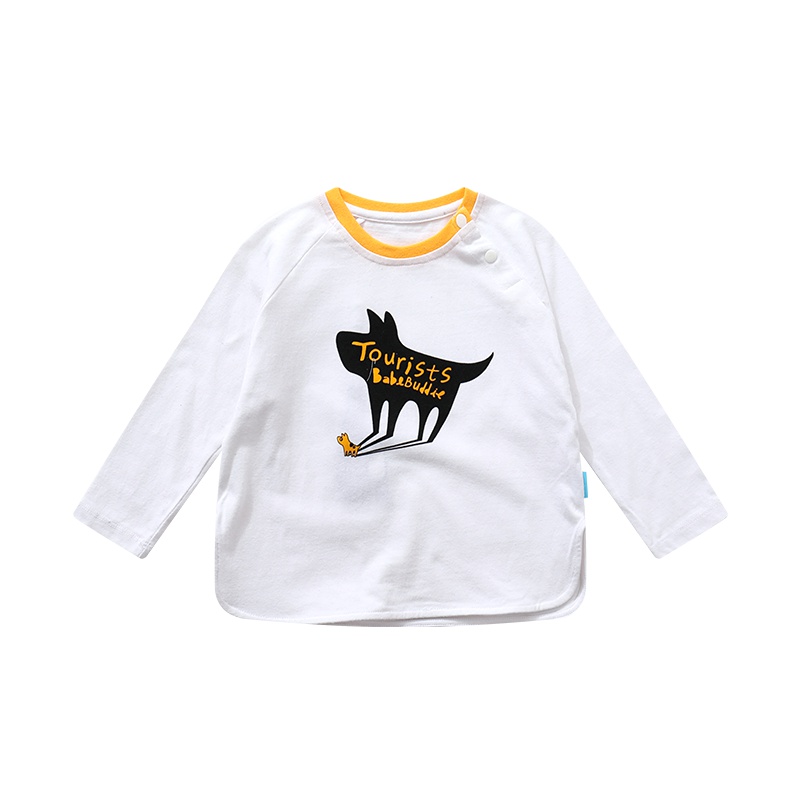 宝贝巴迪童装19年秋季新品 男童圆领纯棉时尚卡通长袖T恤8831114